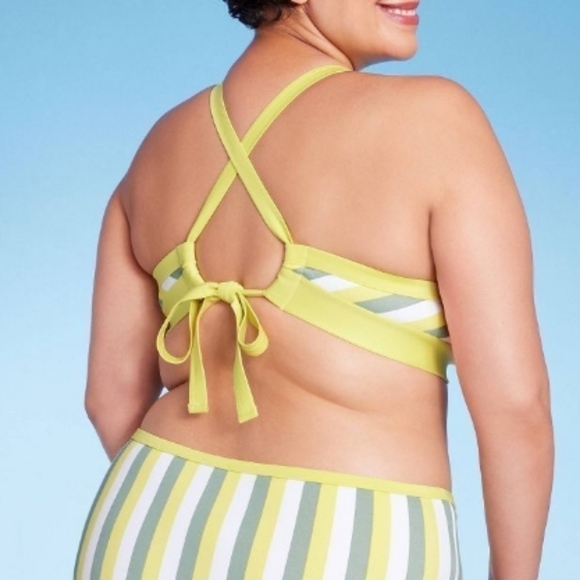 Kona Sol Triangle Bikini Set - Yellow, White and Green Size X (14W) - Picture 7 of 8